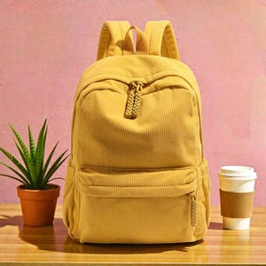 Mini mochila de pana para mujer • Mochila escolar de gran capacidad • Mochila de viaje informal y elegante • Bolsa duradera para estudiantes y uso diario