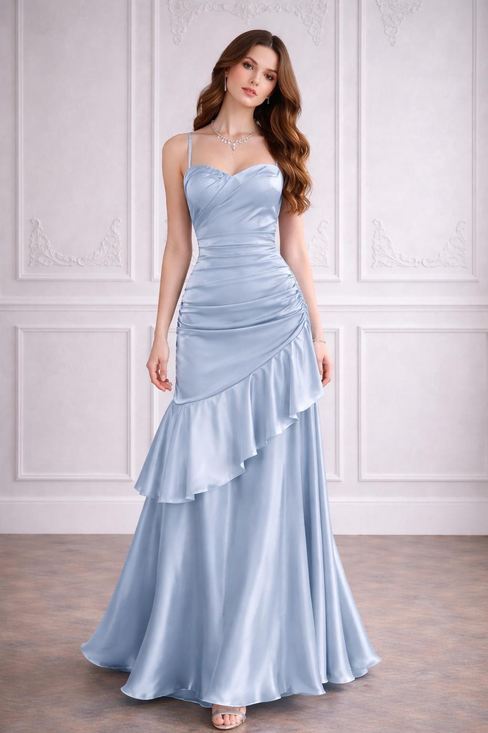 sparkling rose gold dress Glitter Plunging Neck Trumpet Prom Color:Parisian Red Spring/Summer 25/26 Sportswear women