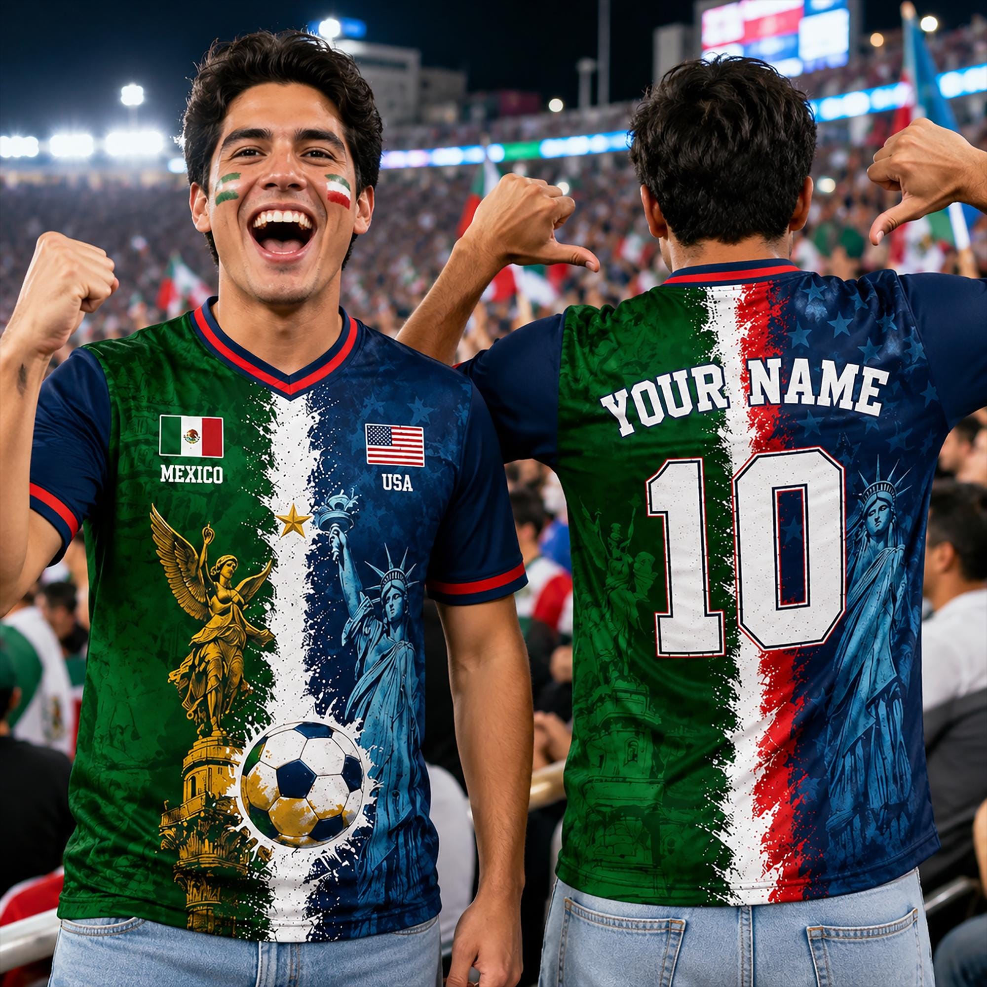 Discover World Cup 2026 Soccer Jersey, Mexico USA Football Shirt, Custom Name Number Jersey, Futbol Fan Jersey, Patriotic Sportswear