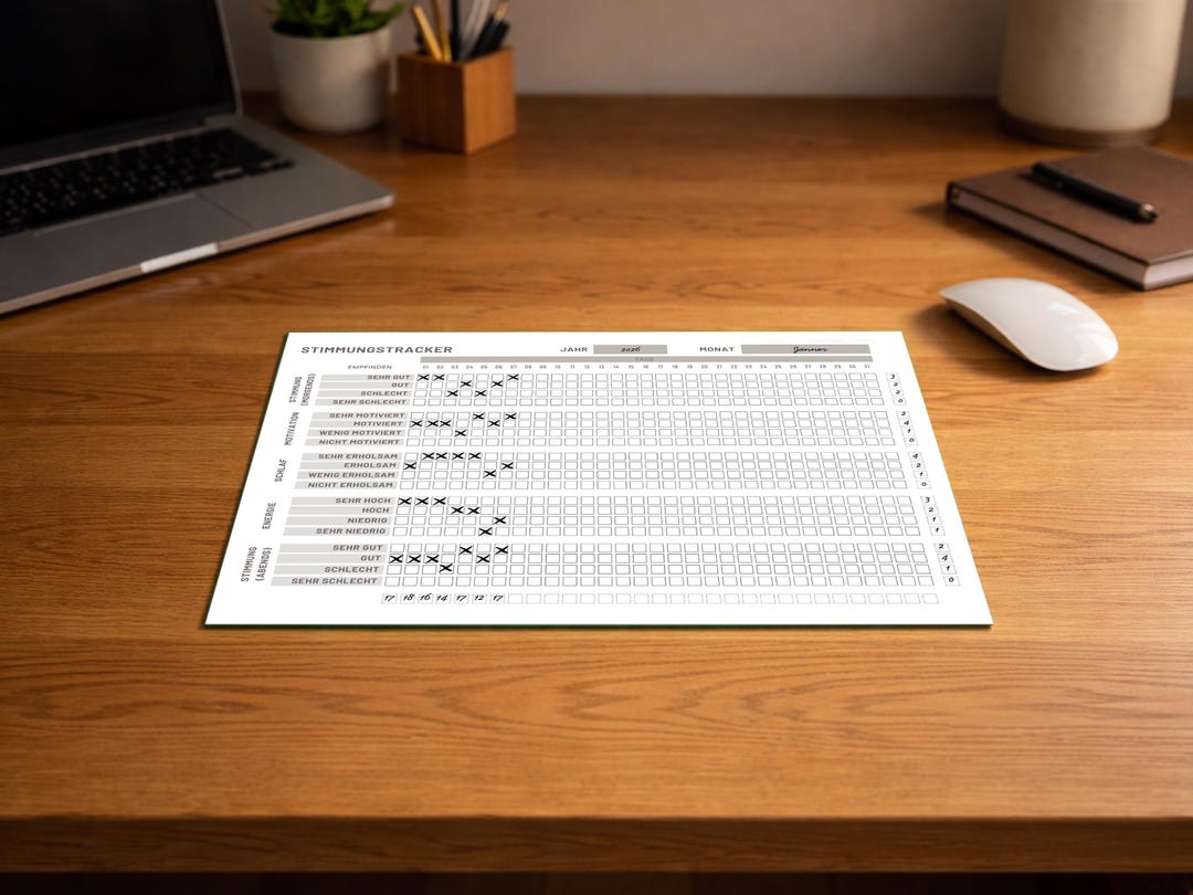 Mood Tracker Monthly Overview PDF DIN A4 | Printable With Checkboxes ...