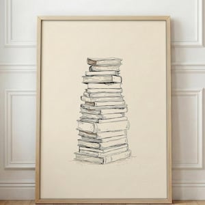 Stack Of Books Decor | Stack Of Books Print | Stack Of Books Art | Minimalist Decor