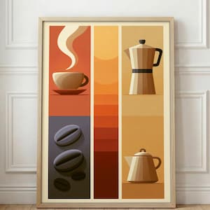 Moka Pot Poster | Coffee Station Decor | Moka Pot Print | Mid Century Artwork