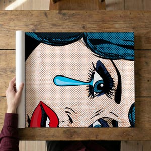 Pop Art Crying Girl Print | Heartbreak Wall Decor | Sad Girl Aesthetic Art | Vintage Comic Book Poster | Unique Breakup Gift for Bestie image 4