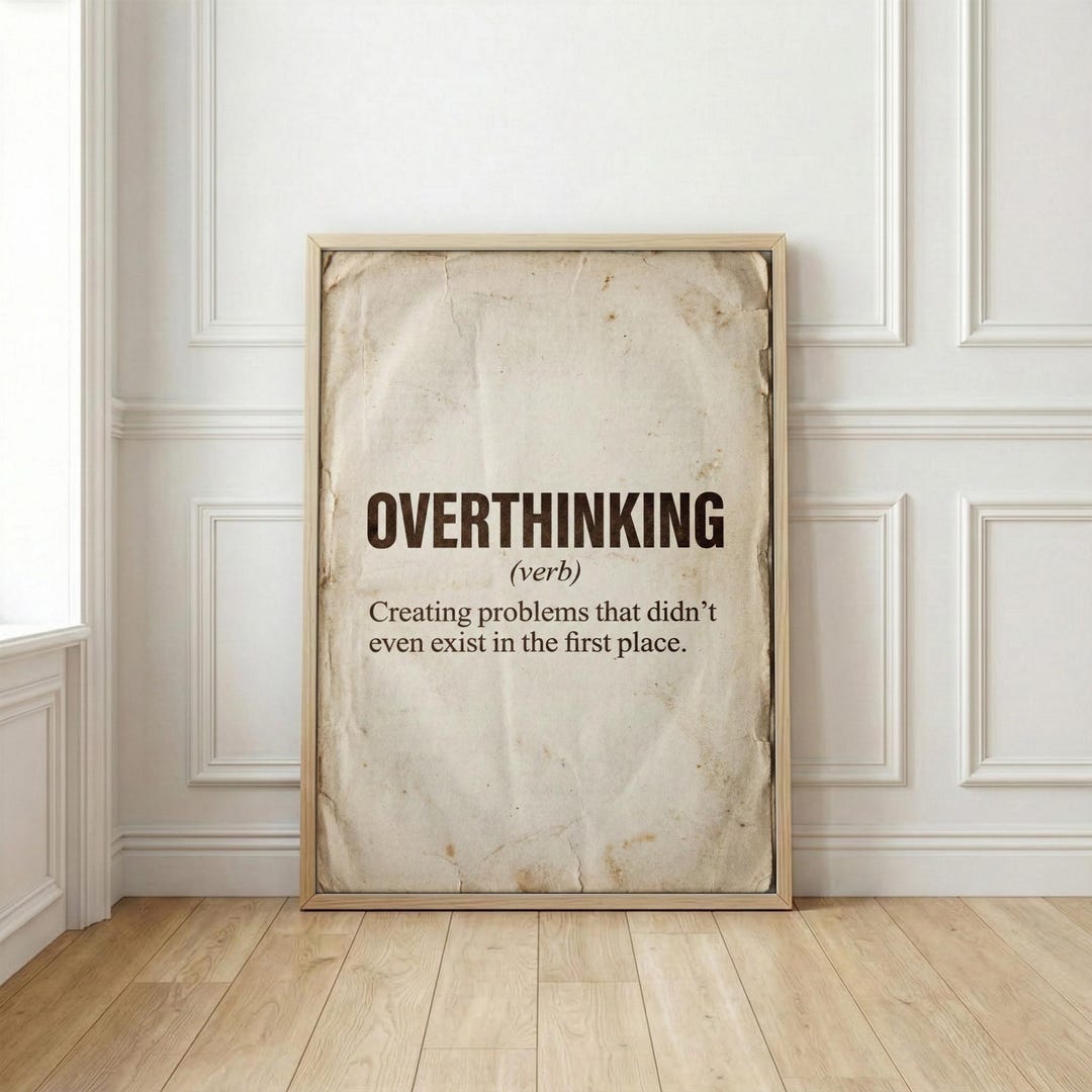 Overthinking Definition Art Print | Funny Quote Poster | Vintage ...