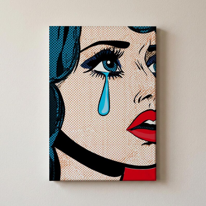 Pop Art Crying Girl Print | Heartbreak Wall Decor | Sad Girl Aesthetic Art | Vintage Comic Book Poster | Unique Breakup Gift for Bestie image 11