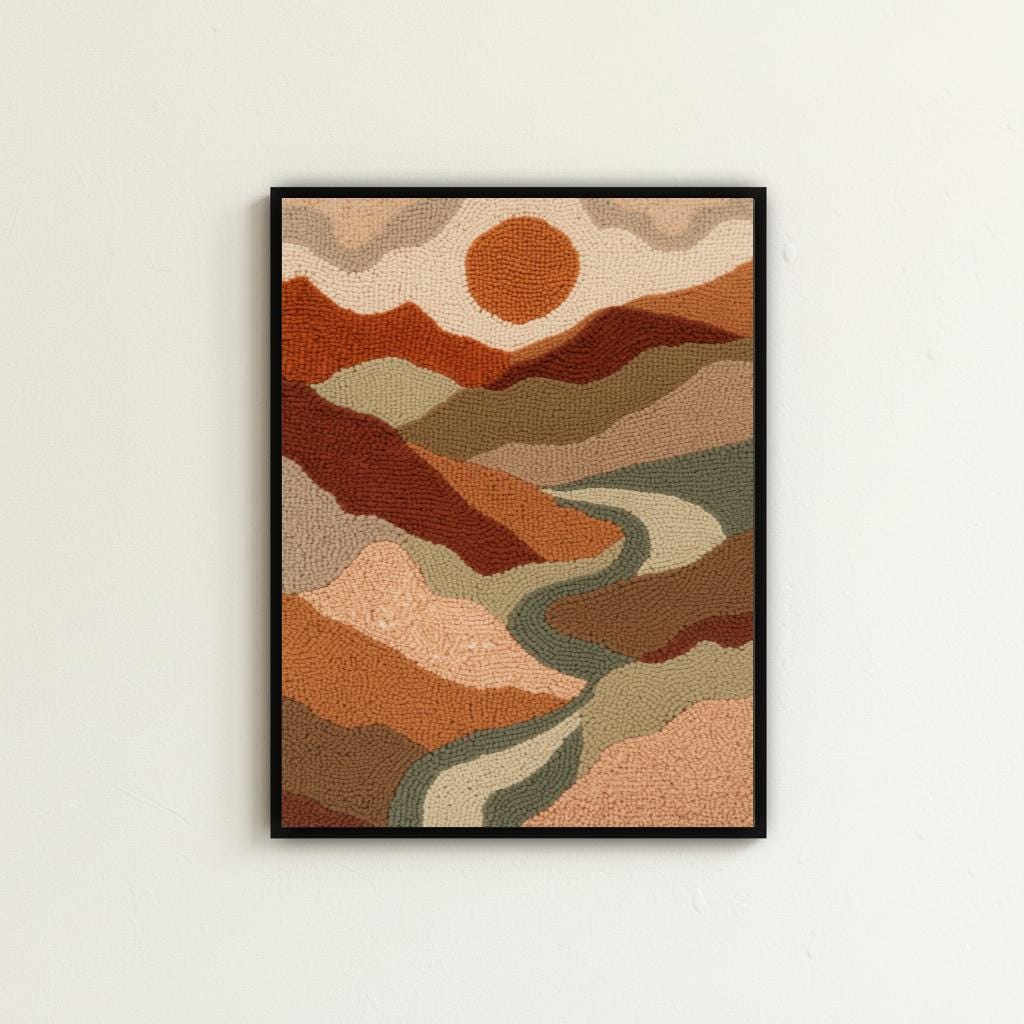 Punch Needle Art Print | Textured Landscape Poster | Tufted Rug Wall ...