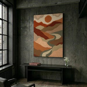 Punch Needle Art Print | Textured Landscape Poster | Tufted Rug Wall ...