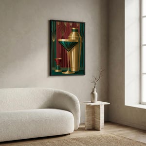 Bar Cart Print | Cocktail Wall Art | Cocktail Poster | Art Deco Decor | Art Deco Print image 6