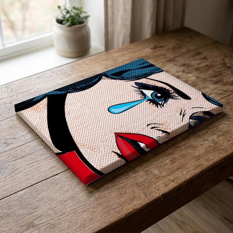 Pop Art Crying Girl Print | Heartbreak Wall Decor | Sad Girl Aesthetic Art | Vintage Comic Book Poster | Unique Breakup Gift for Bestie image 5