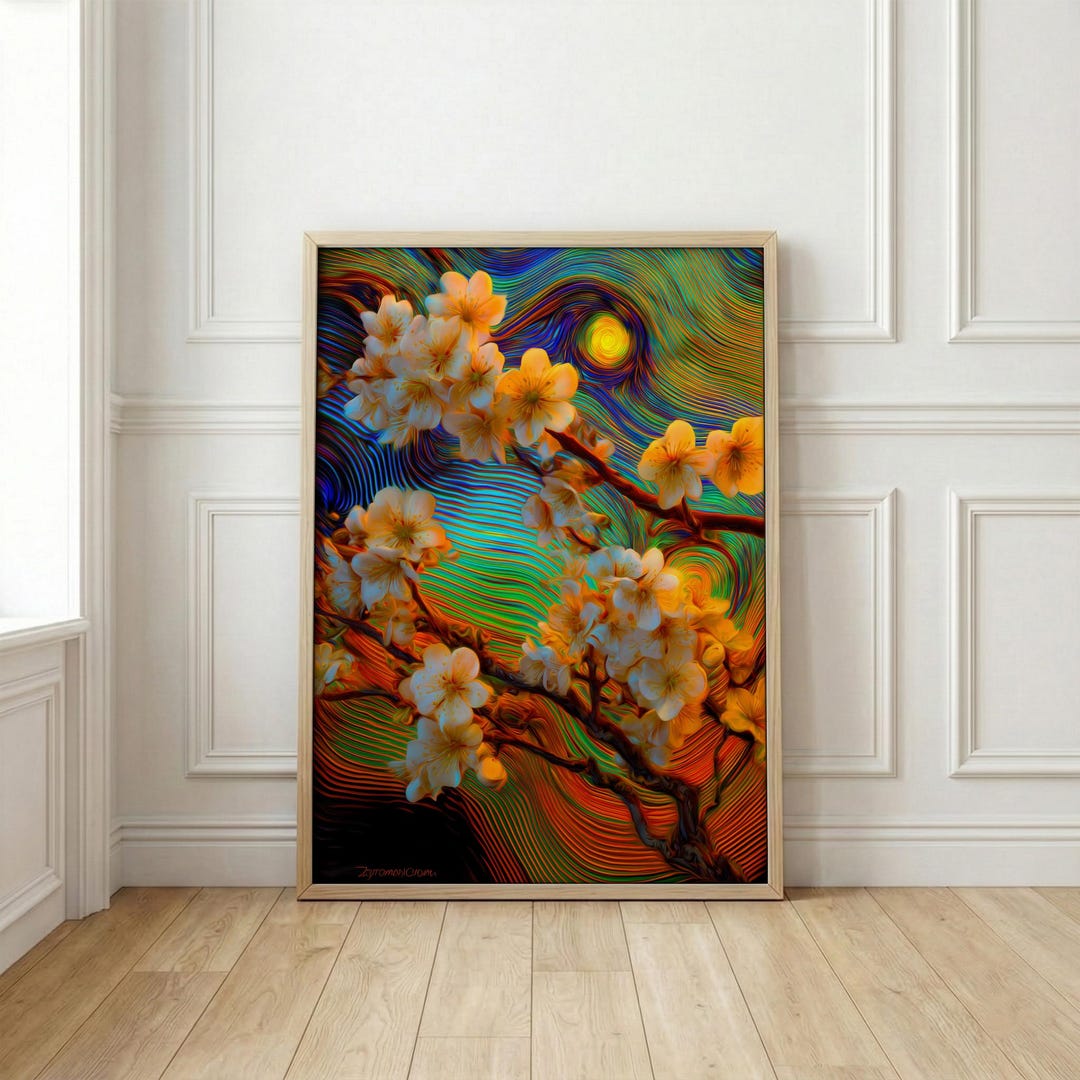 Starry Night Spring Van Gogh Almond Blossom | Starry Night Print | Eclectic Wall Art ...