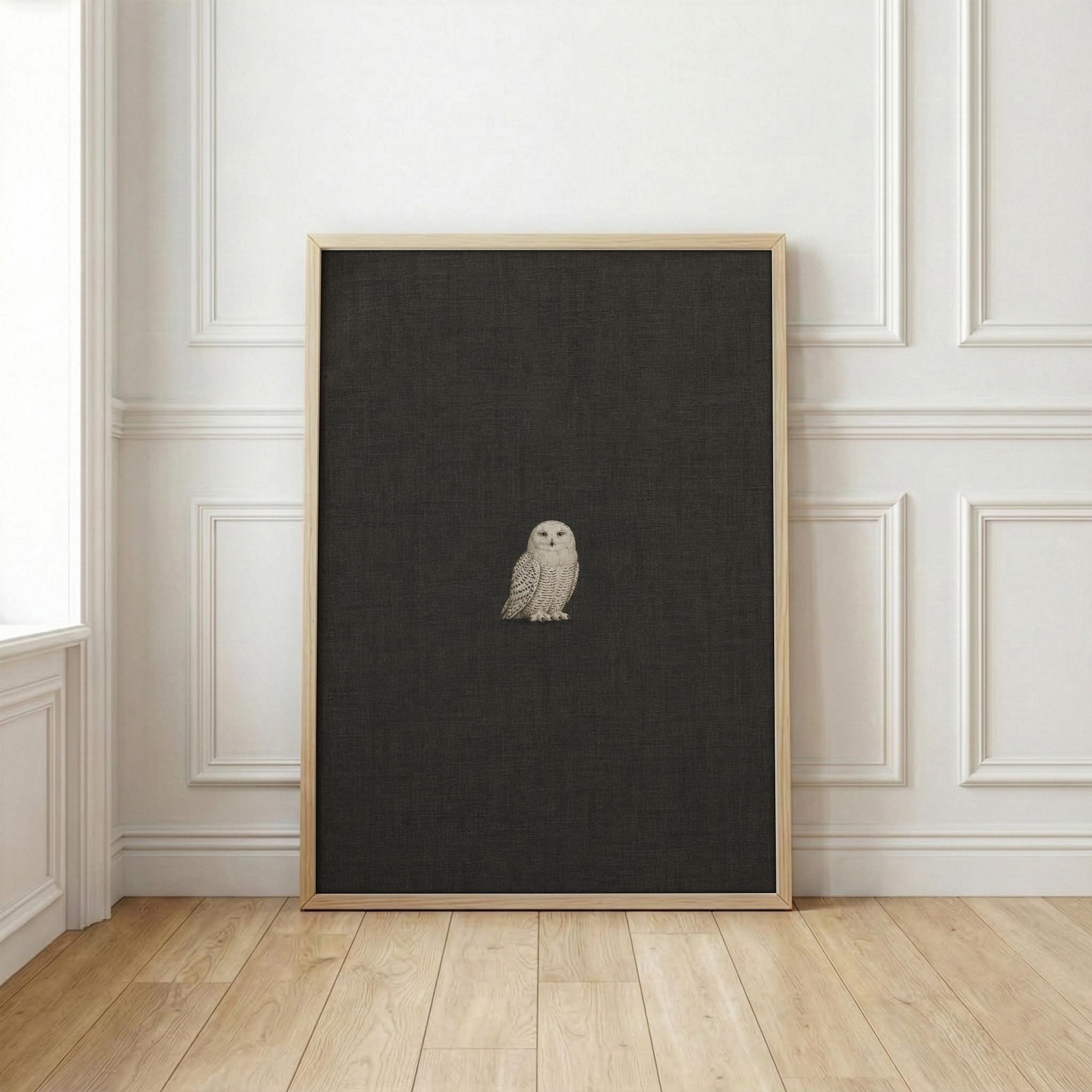 Minimalist Owl Wall Art | White Owl Art Print | Black Decor for Living Room