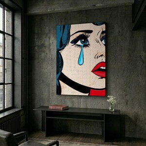 Pop Art Crying Girl Print | Heartbreak Wall Decor | Sad Girl Aesthetic Art | Vintage Comic Book Poster | Unique Breakup Gift for Bestie image 8