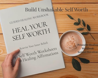 Self Worth Workbook Printable PDF, Shadow Work Worksheets, Healing Affirmations, Inner Beliefs Journal