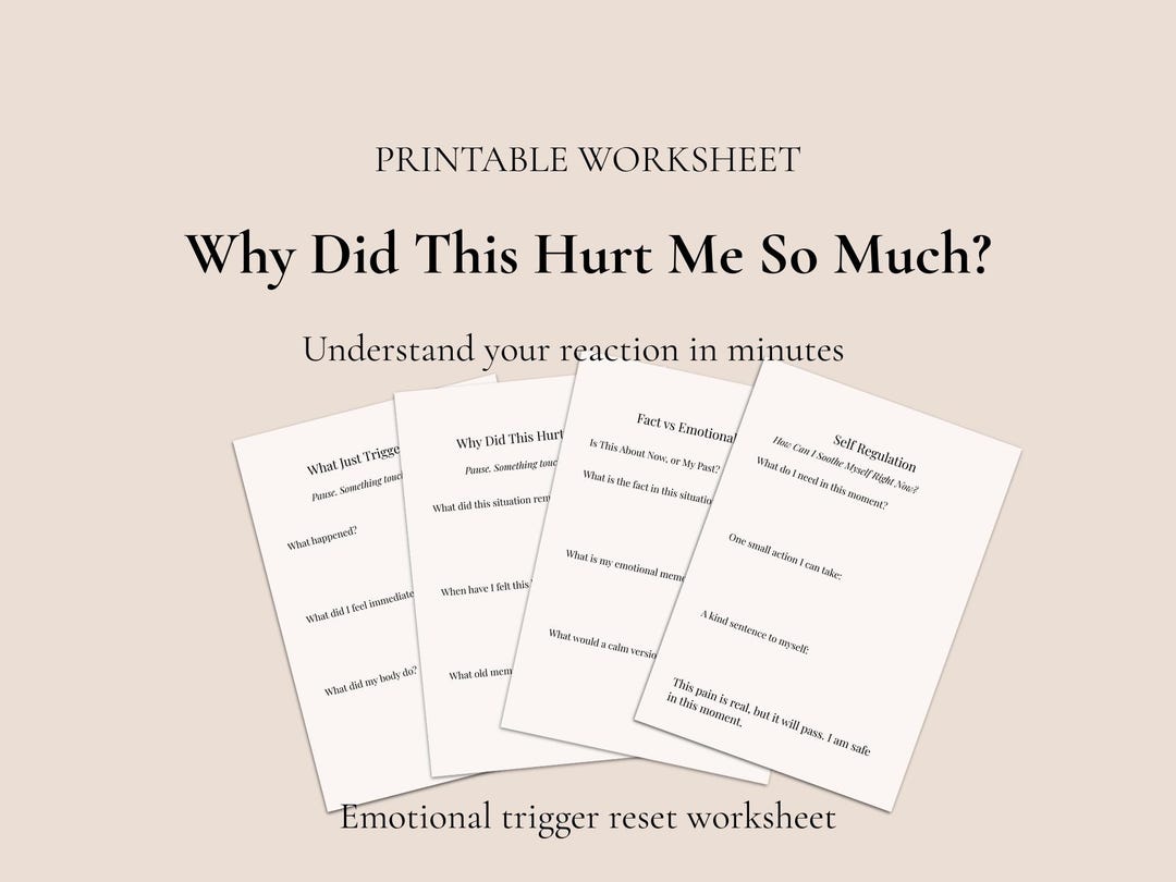 Emotional Trigger Reset Worksheet Printable – Psychology Tool for Self ...