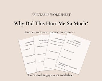 Emotional Trigger Reset Worksheet Printable – Psychology Tool for Self Regulation PDF