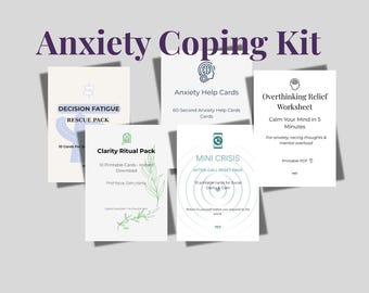 Anxiety Coping Kit Printable – Grounding Cards, Calming Techniques, Mental Clarity Worksheets PDF