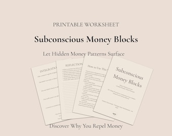 Shadow Work for Money Anxiety Journal, Subconscious Money Blocks Prompts, Printable Healing Workbook PDF
