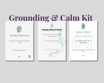 Grounding Cards Kit Printable – Calming Techniques, Anxiety Relief PDF
