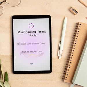 Overthinking Cards Printable – Anxiety Coping Tool, Mental Reset Cards PDF