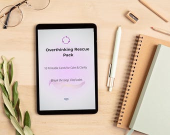 Overthinking Cards Printable – Anxiety Coping Tool, Mental Reset Cards PDF