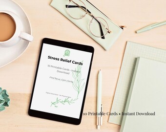 Stress Relief Cards Printable – Anxiety Coping Skills, Calming Techniques, Grounding Cards PDF