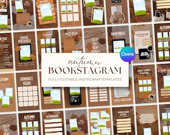 Autumn Bookstagram Story Template Fall Bookish Instagram Story Bundle for Book Lovers Editable Book Review & Audiobook Templates Booktok