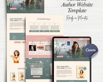 Romance Author Website Template Canva Book Promo Indie Author Landing Page Book Marketing One Page Website Author Brand Editable Website