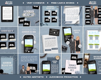 Audiobook Canva Templates Romance Audiobook Promo Kit Bookstagram Template Audiobook Marketing Narrator Reveal Audiobook Release