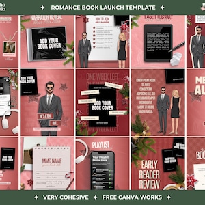 Romance Author Instagram Templates, 50 Holiday Canva Posts and Carousels, Book Launch Kit, Author Marketing, Christmas Book Promo