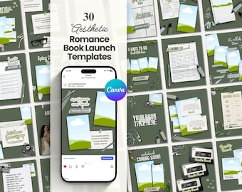 Aesthetic Romance Book Launch Canva Templates Bundle Indie Author Book Launch Writer Instagram Book Promo Template Canva Book Marketing