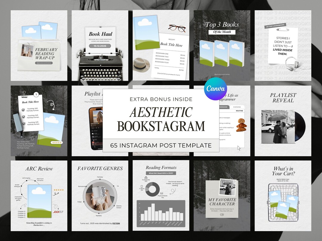 Bookstagram Post Template Bookish Instagram Bookstagrammer Social Media ...