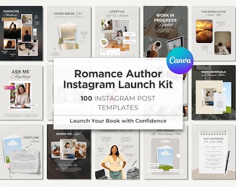 Romance Author Bookstagram Bundle Templates Book Launch Writer Instagram Book Promo Template Canva Book Marketing Bookish Content Creator
