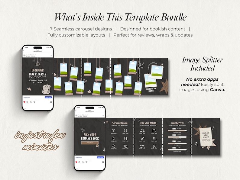 Minimal Bookstagram Carousel Template Canva Seamless Instagram Carousel ...