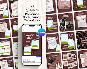 Romance Book Launch Templates Canva Aesthetic Instagram Content Kit for Bundle Indie Author Book Launch Writer Instagram Book Promo Template