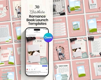 Aesthetic Romance Book Launch Canva Templates Bundle Indie Author Book Launch Writer Instagram Book Promo Template Canva Book Marketing
