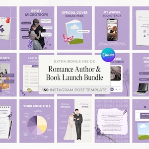 Romanze Autor Bookstagram Bundle Vorlagen Buchvorstellung Writer Instagram Book Promo Template Canva Book Marketing Bookish Content Writer