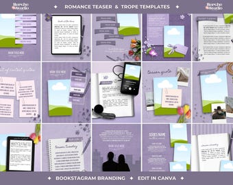 Romance Book Teaser and Trope Canva Templates for Authors & Bookstagrammers Instagram Post Canva Templates Bookish Branding Social Media Kit