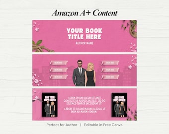 Amazon A+ Content Template for Authors Editable KDP A+ Content Bundle Romance Author Book Launch Promo Kit Book Marketing Graphics