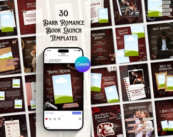 Dark Romance Book Launch Templates Canva Instagram Post Kit for Indie Authors Gothic Aesthetic Book Promo Romance Author Marketing Kit