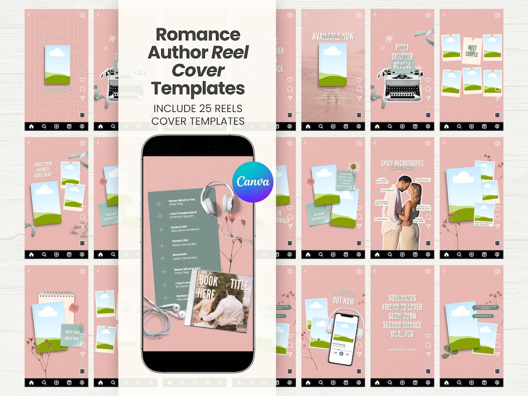 Romance Author Reels Cover Canva Templates Instagram Reel Covers for ...
