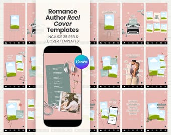 Romance Author Reels Cover Canva Templates Instagram Reel Covers for Author Marketing Bookstagram Aesthetic Book Launch Branding Kit