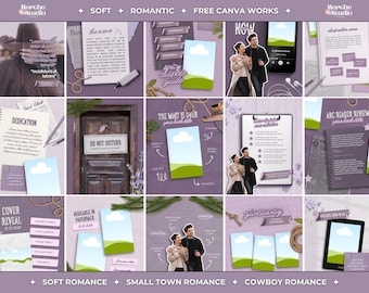 Romance Author Instagram Template Book Marketing Canva Templates Cowboy Bookstagram Templates Indie Author Social Media Kit Book Branding