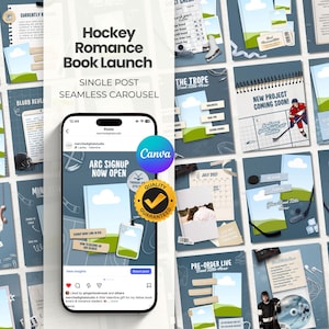 Hockey Romance Book Launch Canva Template Launch Kit Bundle Indie Author Book Launch Writer Instagram Book Promo Canva Book Marketing