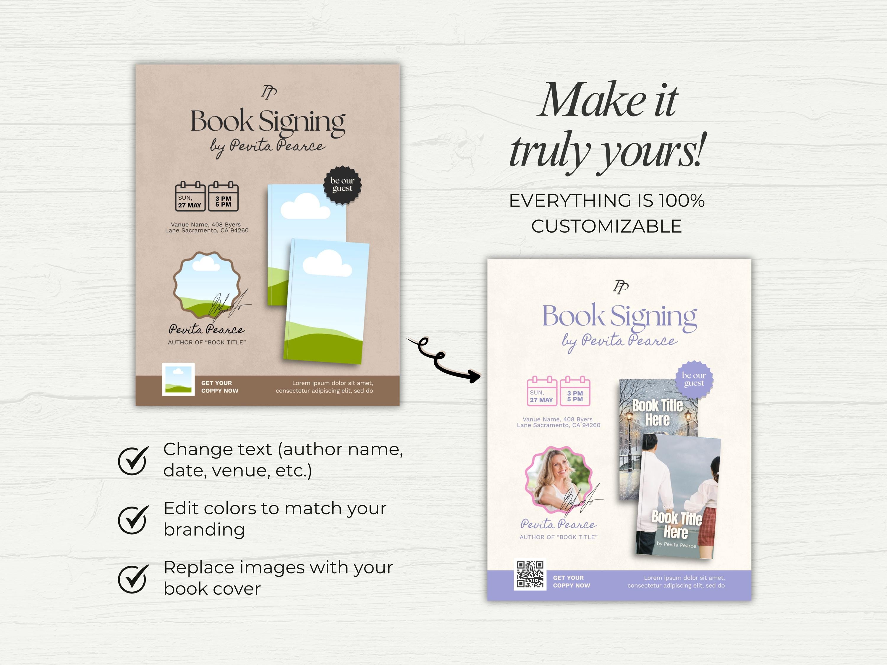 Author Book Flyer Template Canva Editable Book Signing Flyer Book ...