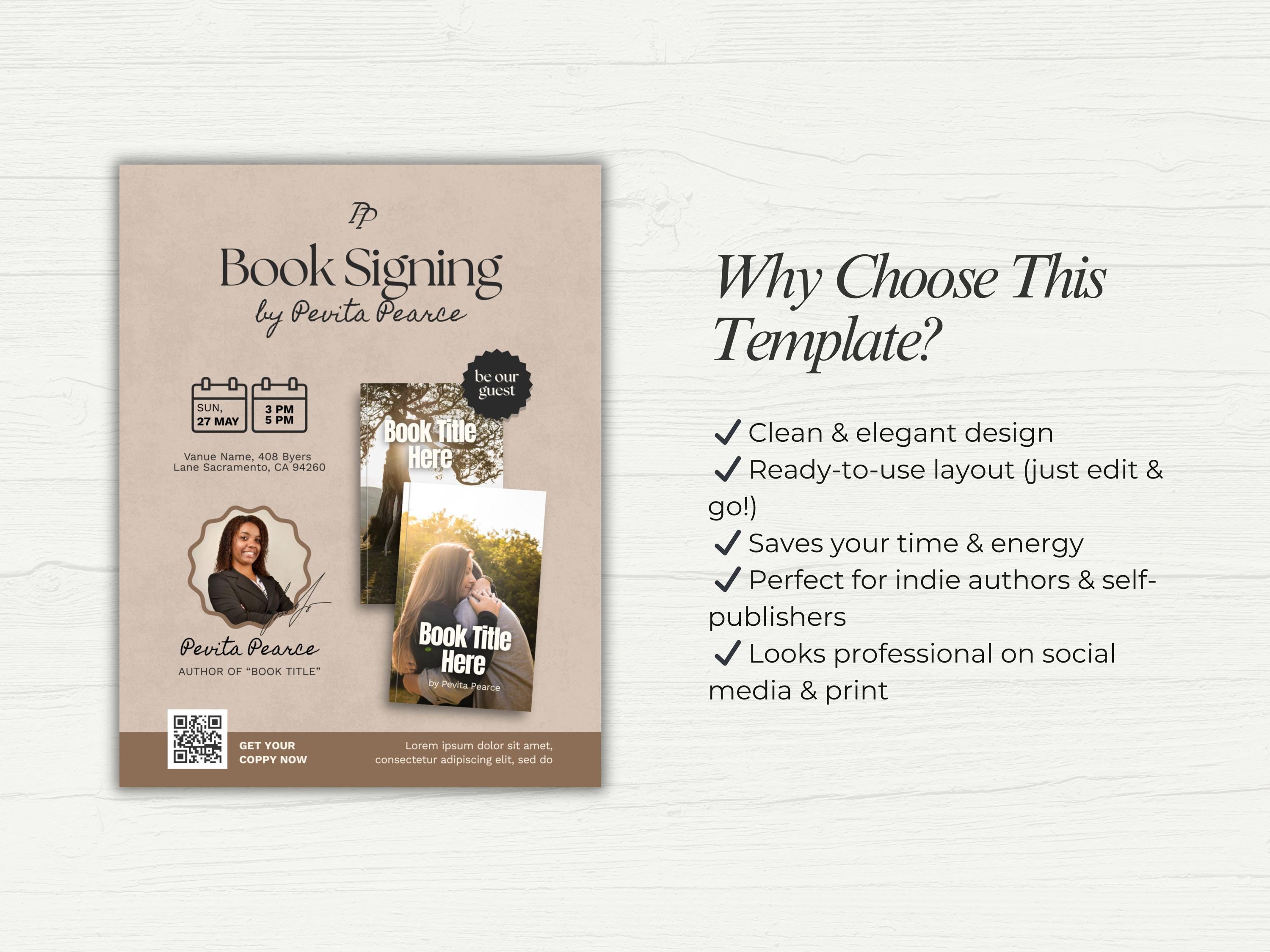 Author Book Flyer Template Canva Editable Book Signing Flyer Book ...
