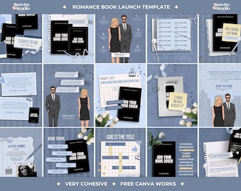 Romance Book Launch Graphic Instagram Templates Editable Canva Bundle for Indie Author, Bookstagram, & Author Signing Event