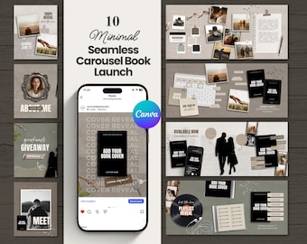 Seamless Carousel Book Launch  Romance Author Canva Templates Authors Branding Book Promotion Bookstagram Instagram Canva Template Bundle