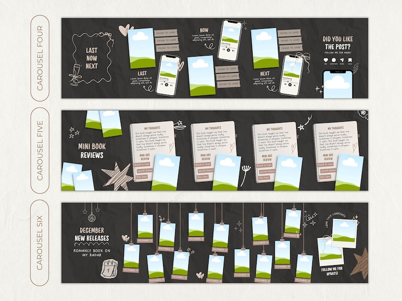 Minimal Bookstagram Carousel Template Canva Seamless Instagram Carousel ...