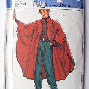 Cape Coat Sewing Pattern Style 3743 Plus Size Large 18 20 Bust 40 42 Inches UNCUT