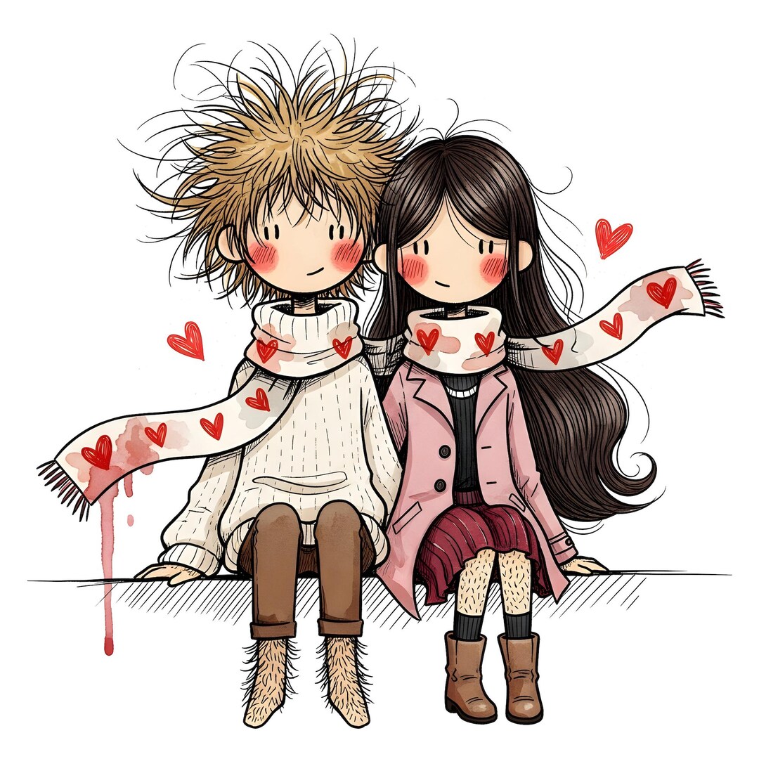 50 Valentine Cute Couple Clipart Bundle JPG, Romantic Love Illustration ...